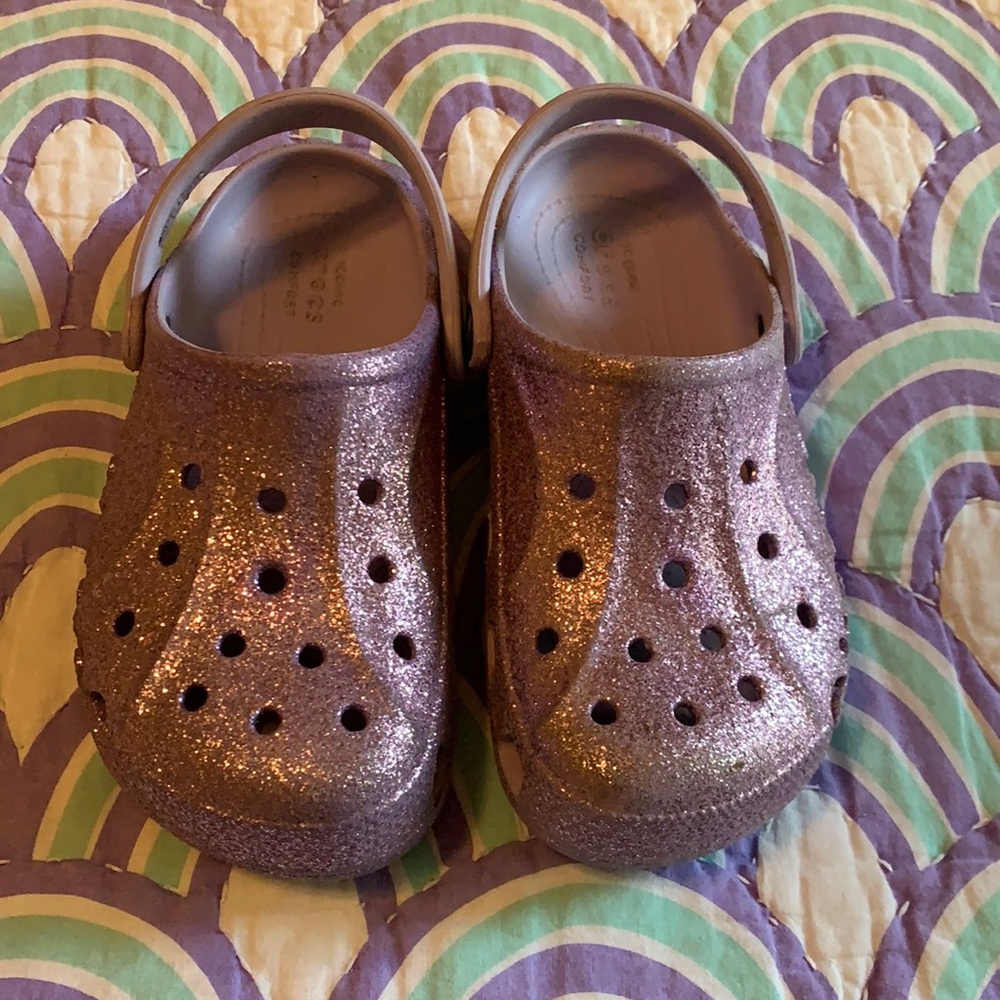 Purple Glitter Crocs